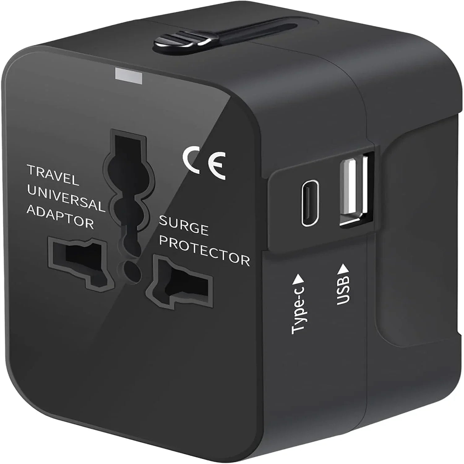 Universal Travel Adapter with USB-C – All-in-One, Foldable Plug