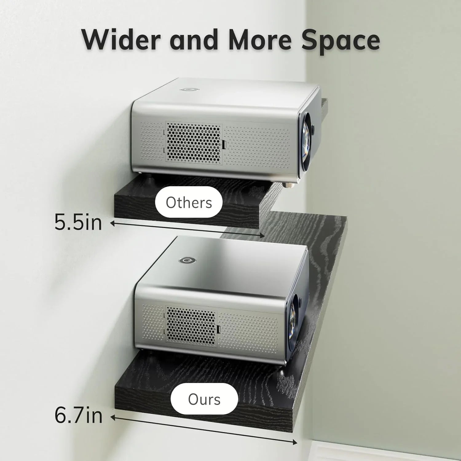 BAYKA Wall-Mounted Floating Shelves – Set of 3, Black, 15.7in