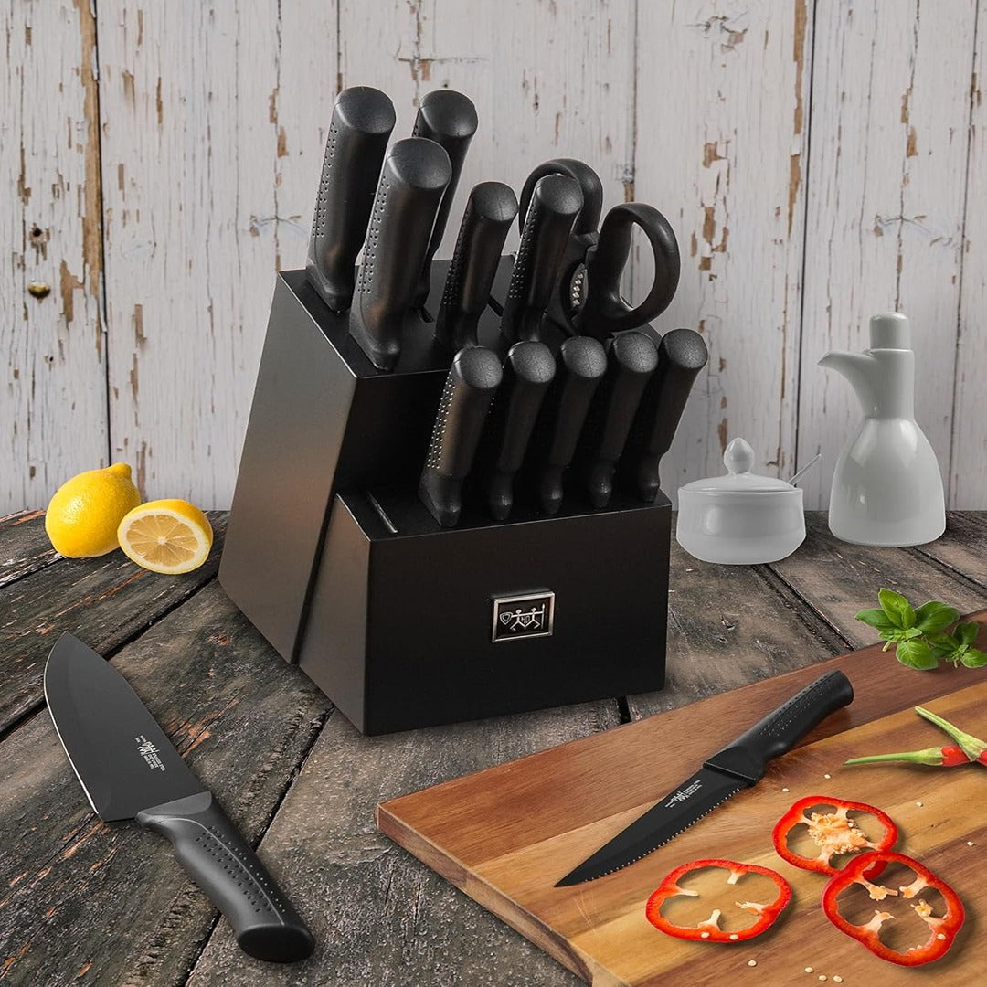 15-Piece Self-Sharpening Knife Set – Black