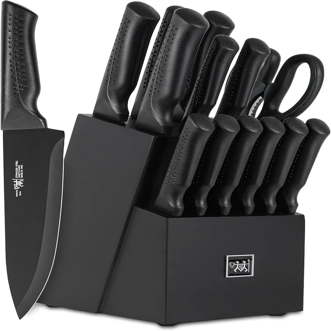 15-Piece Self-Sharpening Knife Set – Black